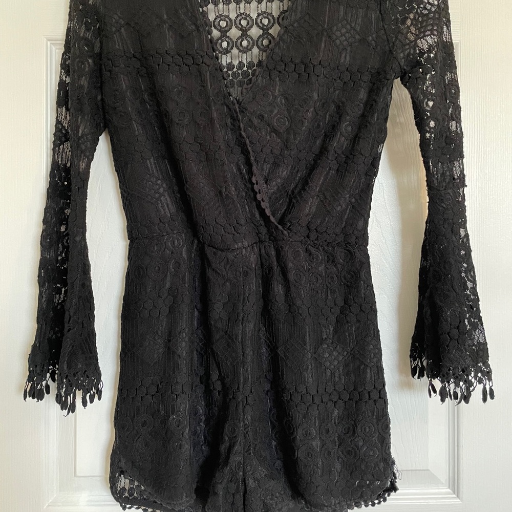 Lace detailed romper
